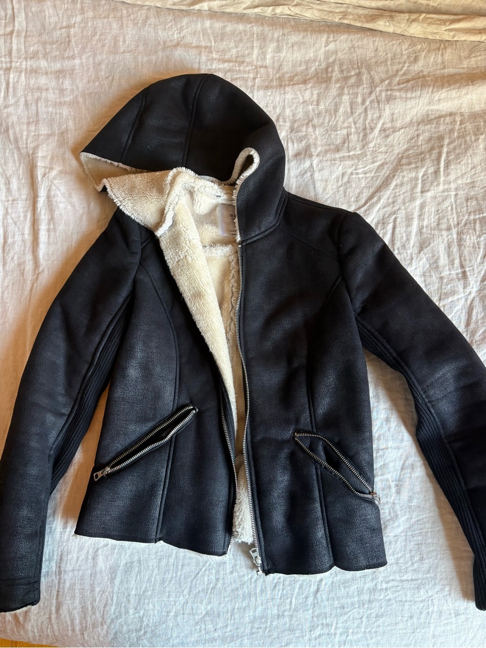 Zara Faux Suede Hooded Jacket